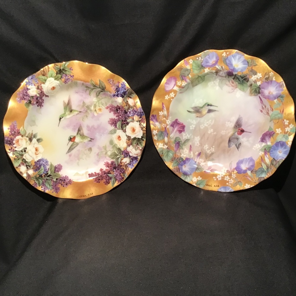 Lena Liu’s 1999 Delicate Treasures Plates #1 Crown Jewels & #3 Glorious Morning